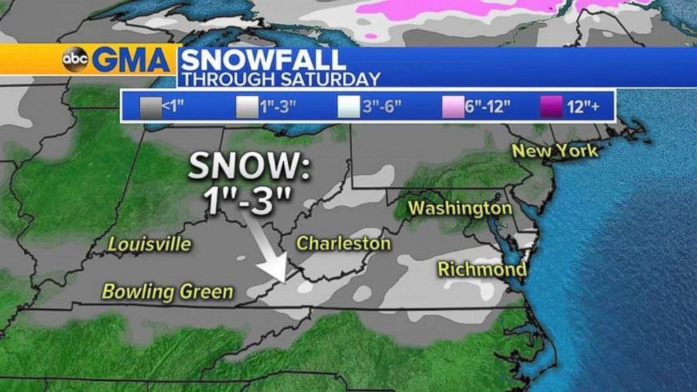 Appalachia may see significant snowfall through Saturday.