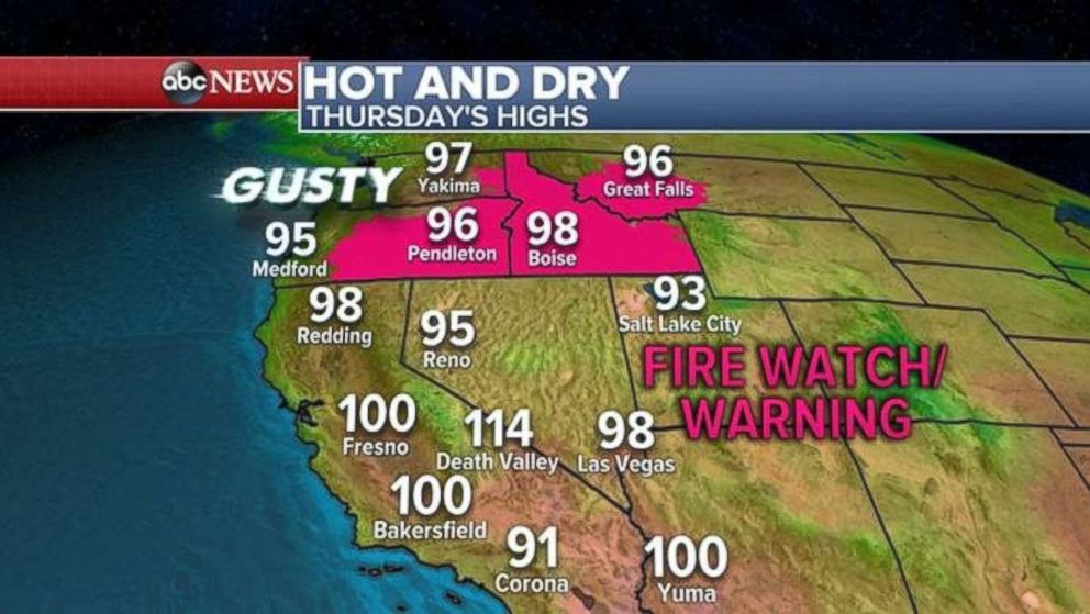 More hot and dry conditions are expected out West.