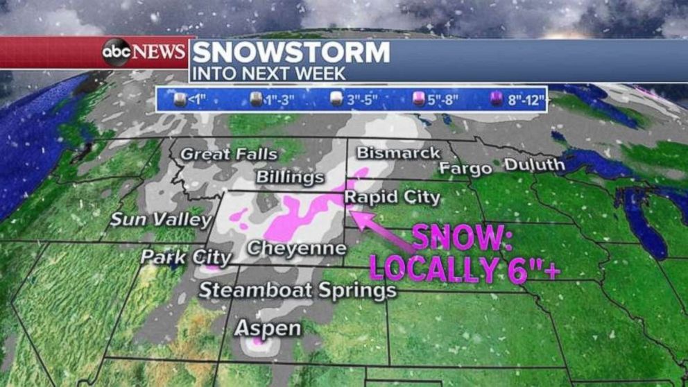 The upper Midwest may see significant snowfall into next week.