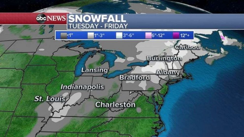The Northeast could see significant snowfall this week.