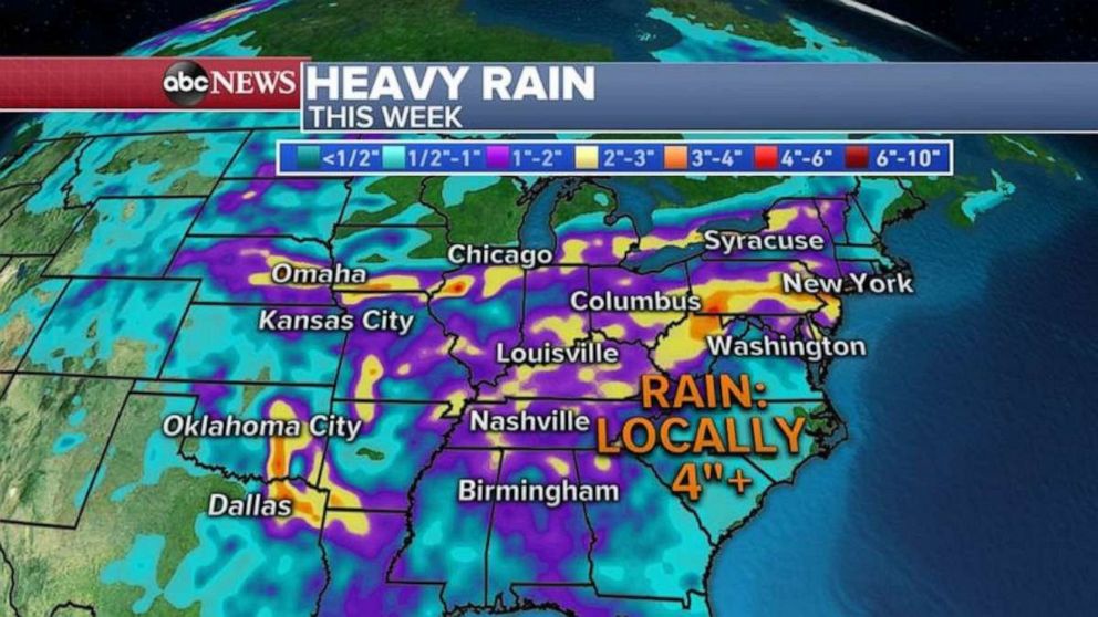 PHOTO: Some spots could see 4 inches of rain this week.