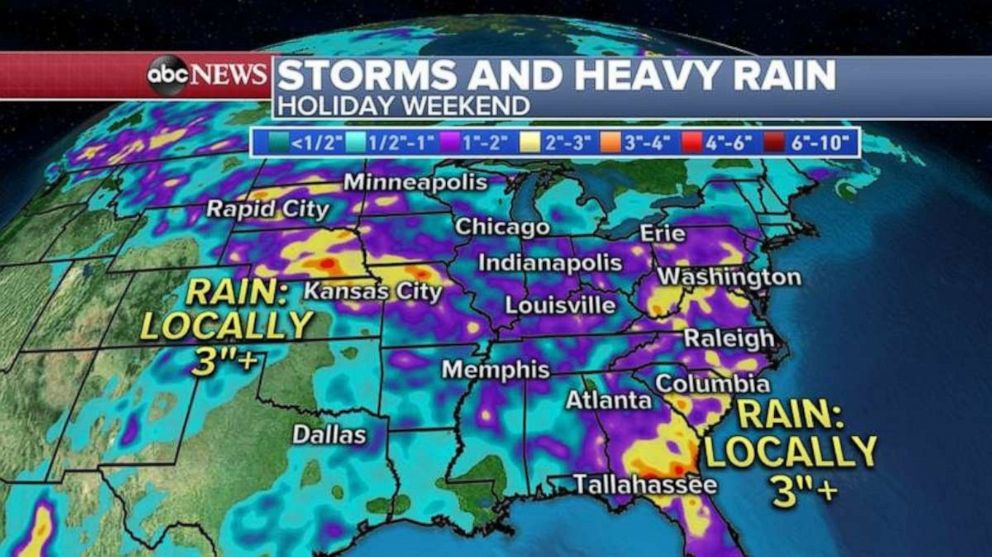 PHOTO: Lots of rain is expected over the holiday weekend.