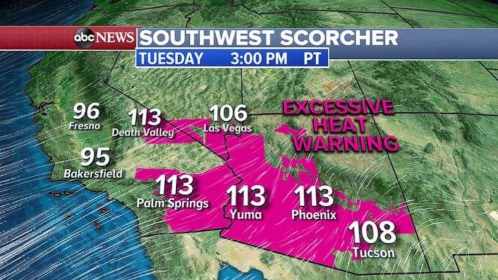 PHOTO: Another scorcher is expected in the Southwest on Tuesday.