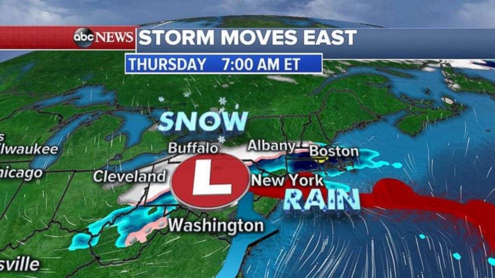 A storm is expected to arrive in the Northeast Thursday morning.