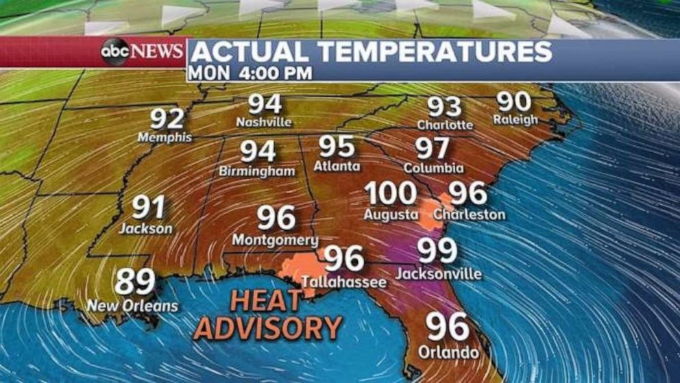 PHOTO: The Southeast is expecting scorching temperatures this afternoon.