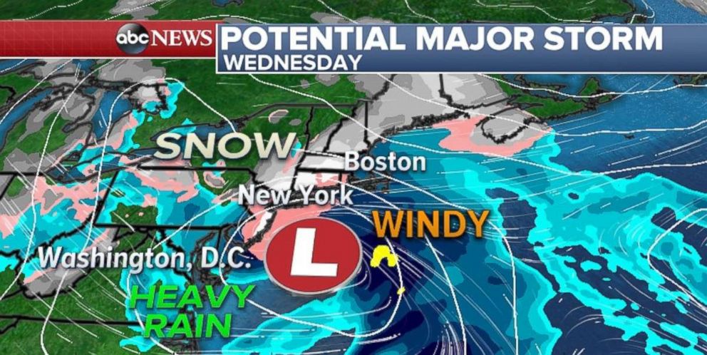 The East Coast may see a major storm on Wednesday.
