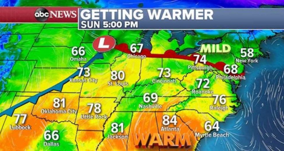 PHOTO: Warmer temperatures are expected on Sunday.