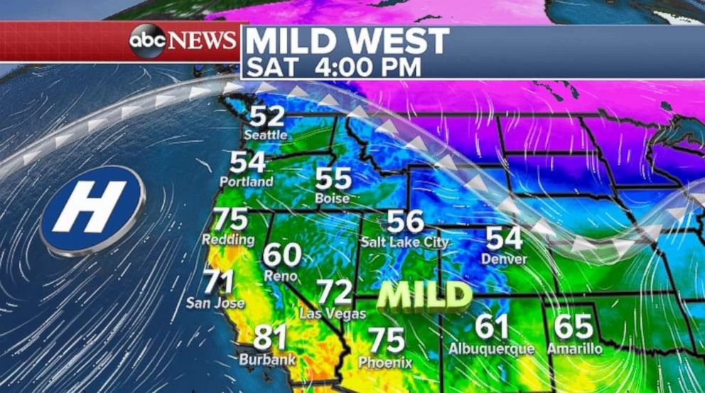 Milder temperatures are expected out West.
