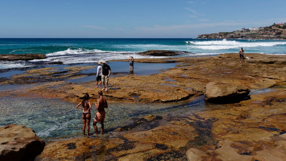 Sydneysiders cool off at Tamarama Beach on Feb. 28, 2018 in Sydney, Australia. The city is set to swelter through its hottest end of summer day in decades with temperatures soaring above 35C.