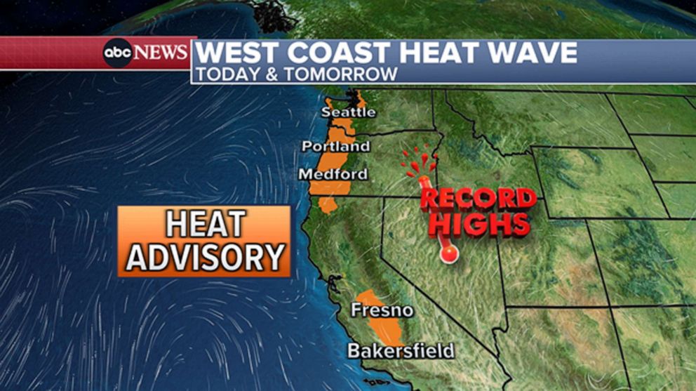 PHOTO: West Coast Heat Wave Weather Map for May 14-15, 2023.