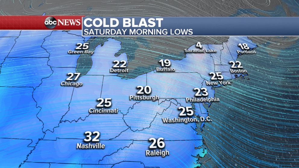 PHOTO: Record cold temperatures across Northeast Saturday morning.