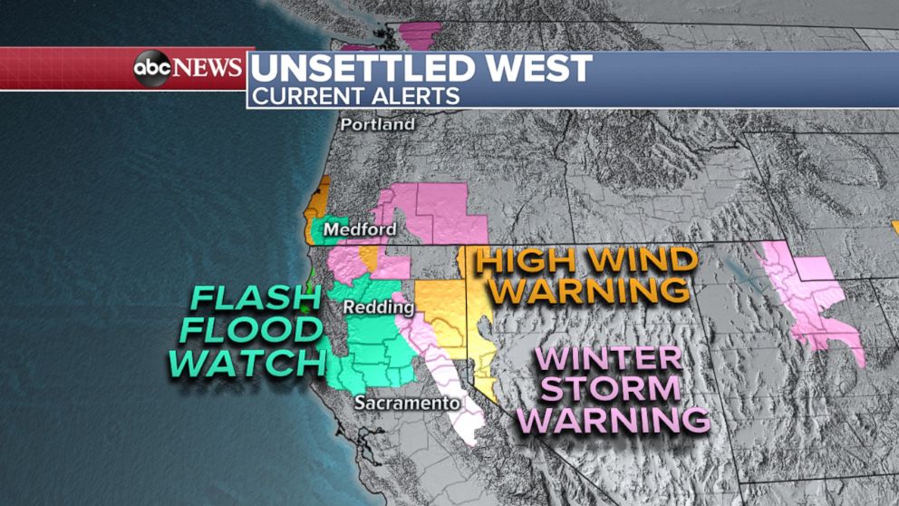 PHOTO: Heavy showers will bring new dangers in the form of flash flooding, debris flows, to areas, like Chico and Paradise burned by wildfires. Flash Flood Watches are in effect from the Sacramento Valley to Mt. Shasta. 