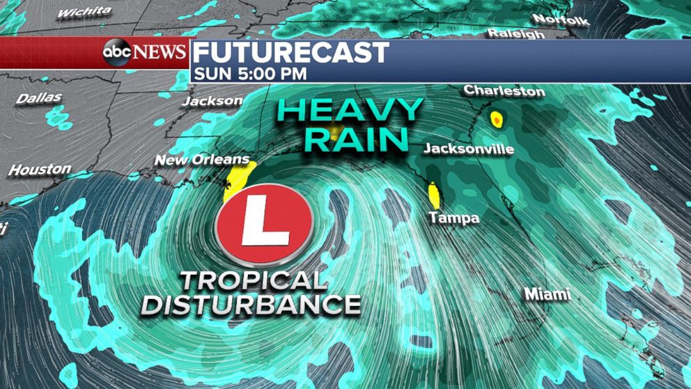 PHOTO: Heavy rain will overspread the Gulf Coast and Florida by Sunday.