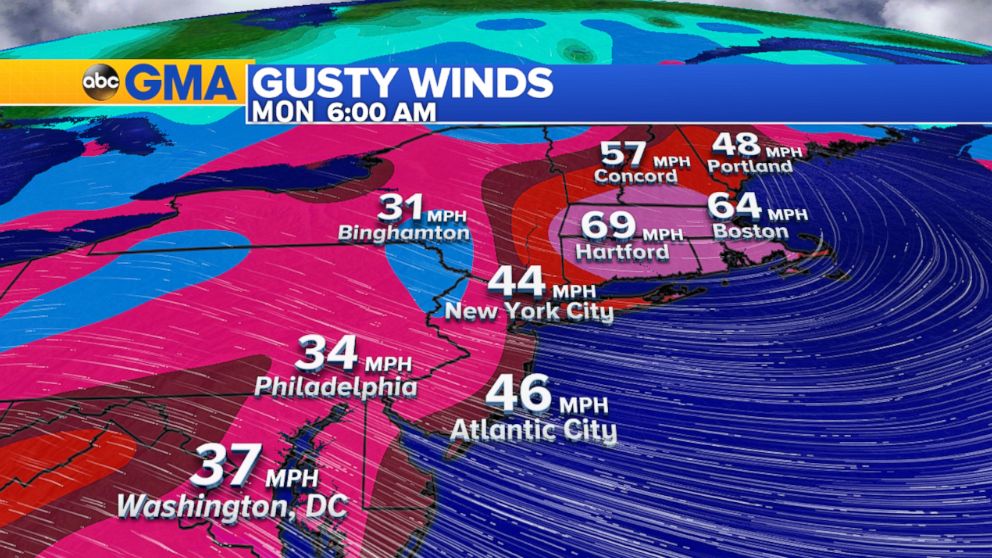 PHOTO: A major coastal storm is expected to blow through the Northeast, bringing strong wind gusts.