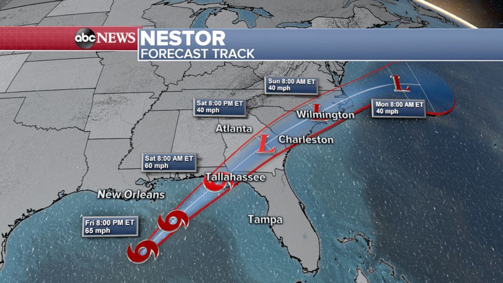 PHOTO: Nestor forecast track.