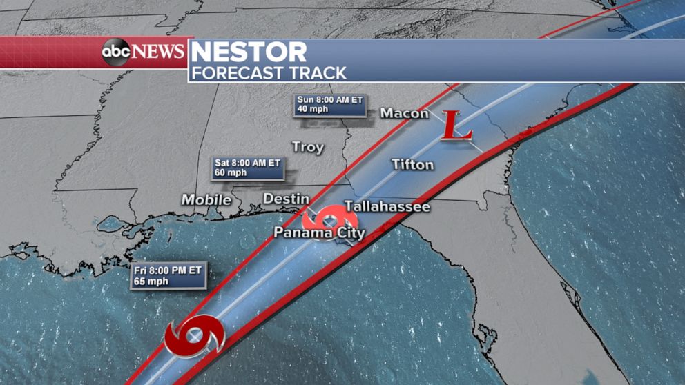 PHOTO: Nestor forecast track.