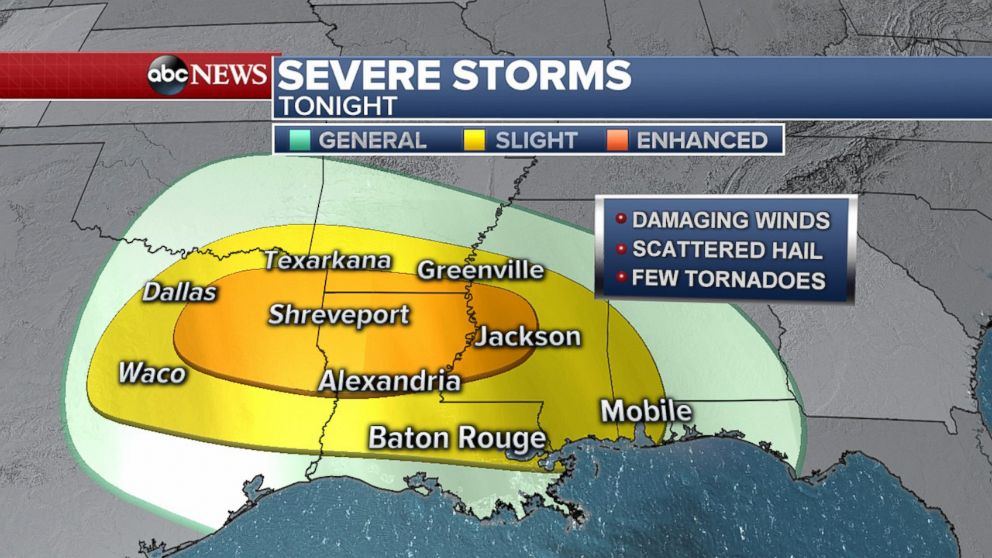 PHOTO: Severe storms are possible in parts of the South from Texas to Alabama on Friday, April 6, 2018.