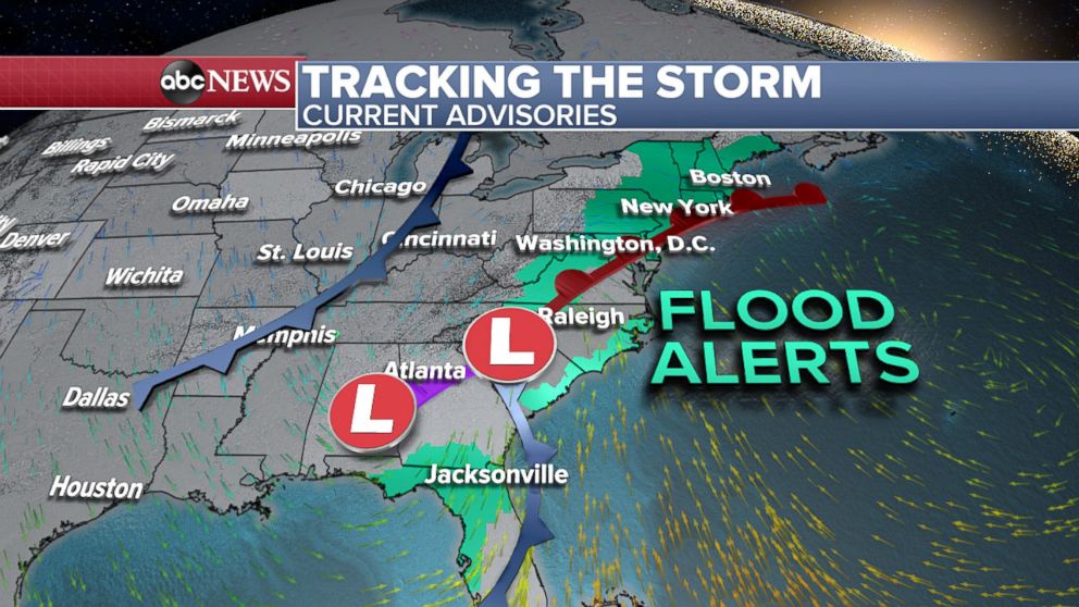 Weather Satellite East Coast Flood Watches Issued For Entire East Coast As Heavy Rain Moves In - Abc News