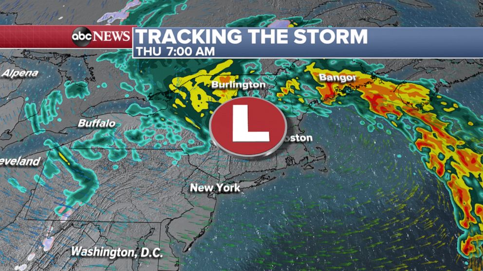 PHOTO: Tracking the storm through Thursday morning weather map.
