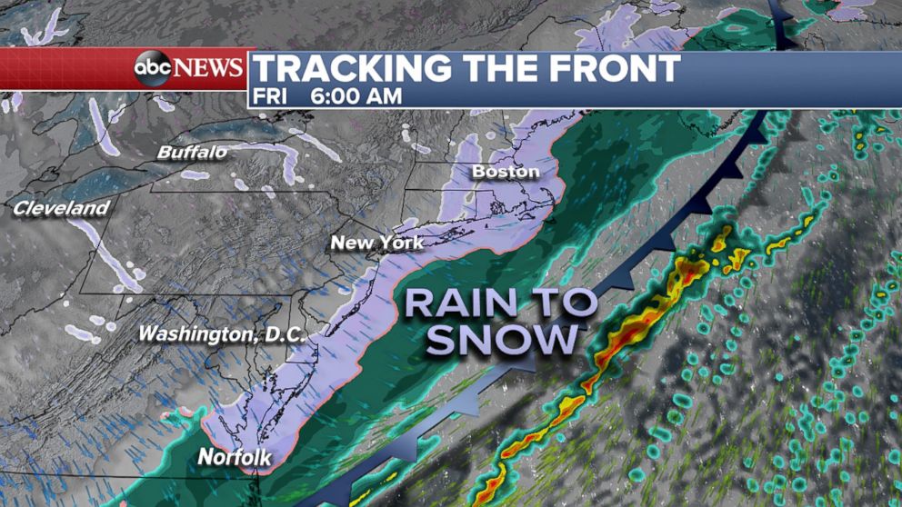 PHOTO: By 6 a.m. on Friday, the snow has already moved through D.C. to New York with some snow lingering in Boston and coastal areas and Southeast New England.