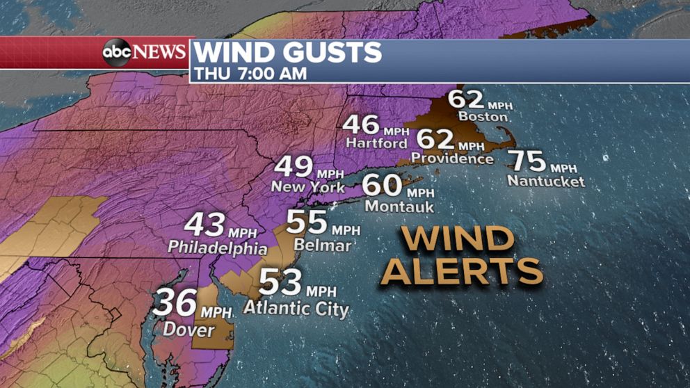 PHOTO: Wind gusts weather map.