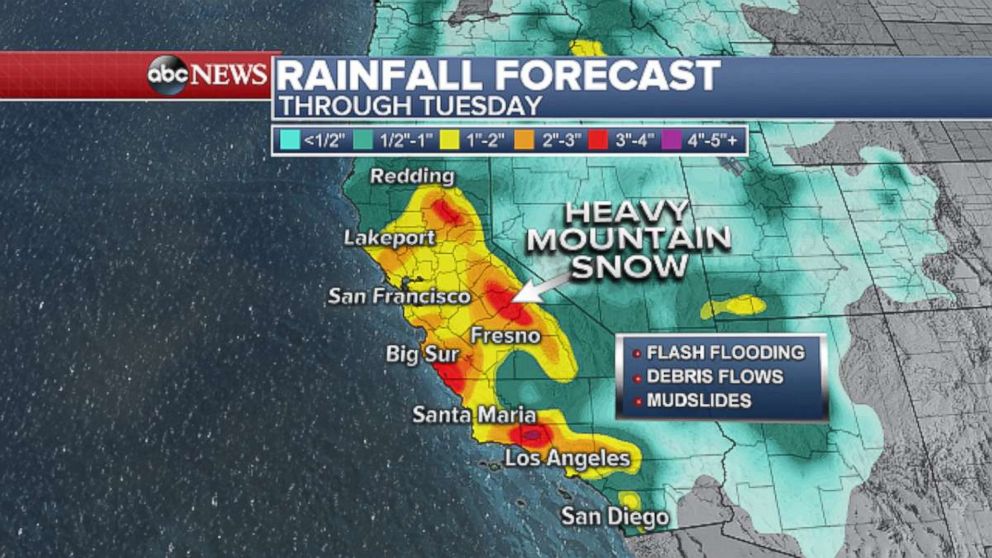 PHOTO: Rainfall forecast through Tuesday.