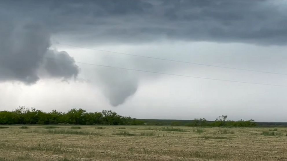 PHOTO: A microburst descends near Seymour, Texas, as a severe storm intensifies, on May 4, 2023.