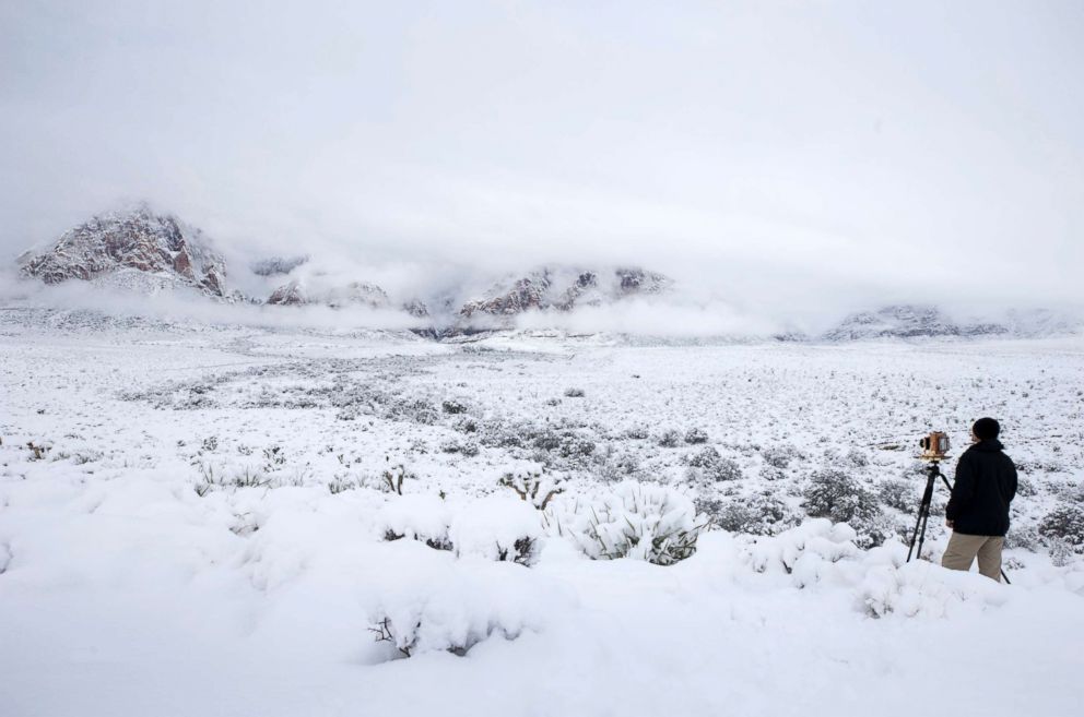 PHOTO: A landscape photographer takes a photo with a view camera at the Red Rock Canyon National Conservation Area, west of Las Vegas, Feb. 21, 2018.