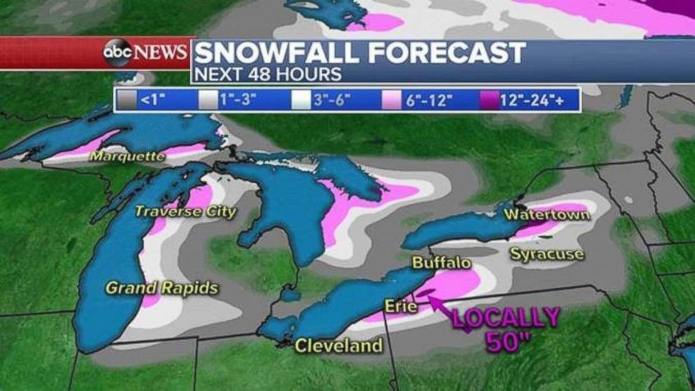 PHOTO: Additional snow is expected through Wednesday, some areas will see a total of more than 4 feet.