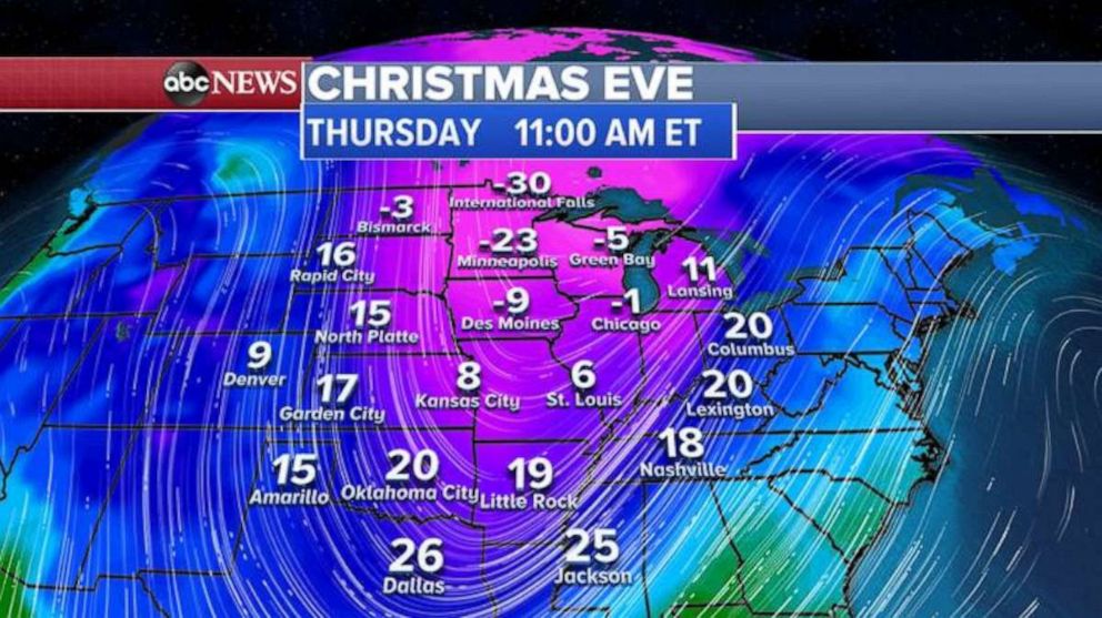 PHOTO: By Christmas Eve, the storm will move east with heavy rain and possible thunderstorms, Dec. 18, 2020.