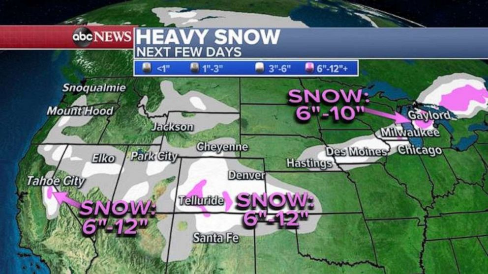 PHOTO: Heavy snow is expected from Wisconsin to Michigan, where both a winter storm warning and a winter weather advisory have been posted, Dec. 11, 2020.
