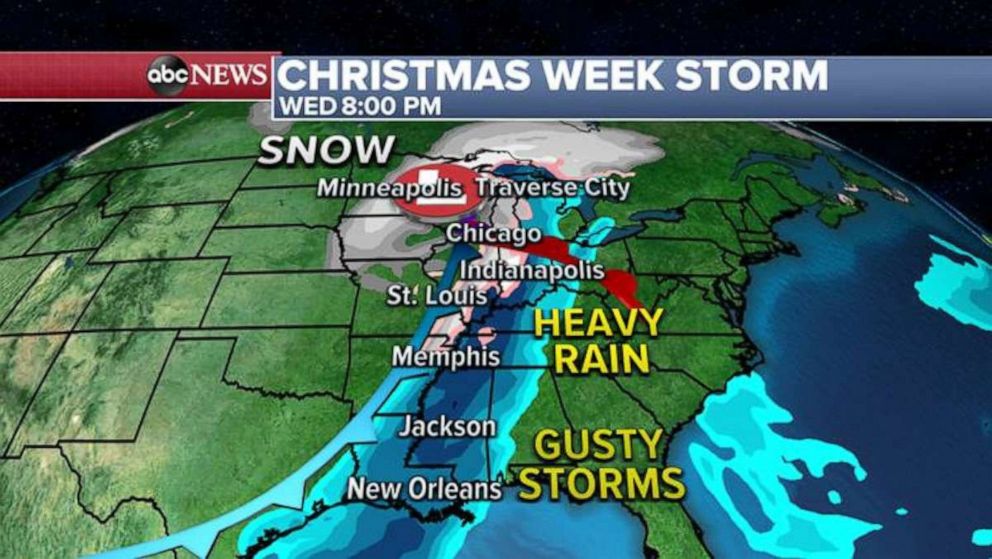 PHOTO: A new storm will travel across the U.S. over Christmas week.
