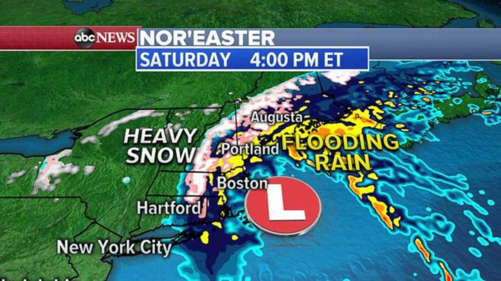 PHOTO: In the East, a first of the season Nor’easter will develop and move through the Northeast, Dec. 4, 2020.
