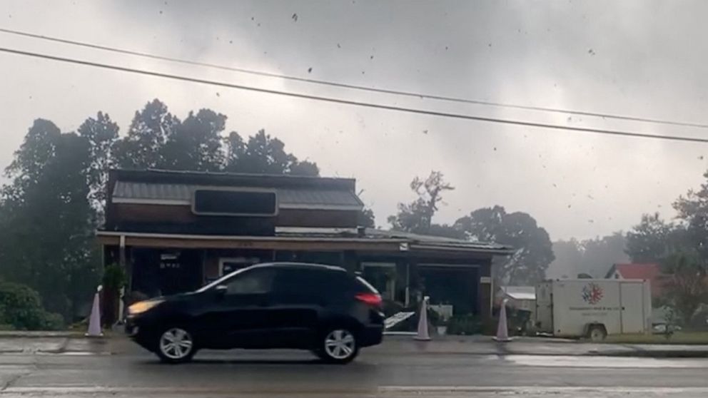 PHOTO: Debris flies around as a tornado hits Pickens, S.C., Aug. 3, 2023.