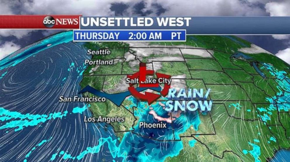 Rain and snow will batter parts of the Southwest early Thursday morning.