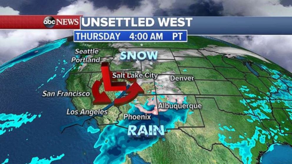 Heavy storm were expected early this morning near the Rockies.