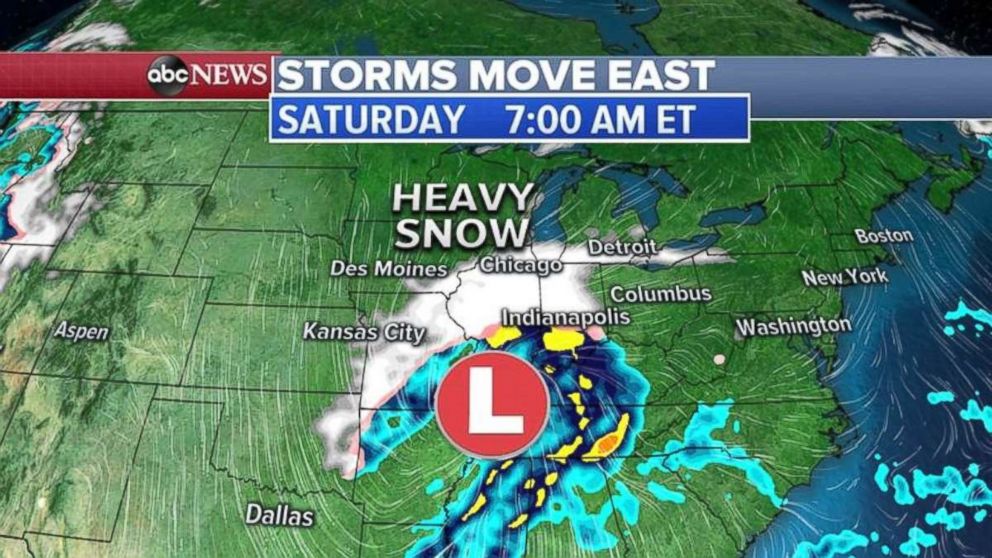 Heavy snow also is expected in the Midwest over the weekend.