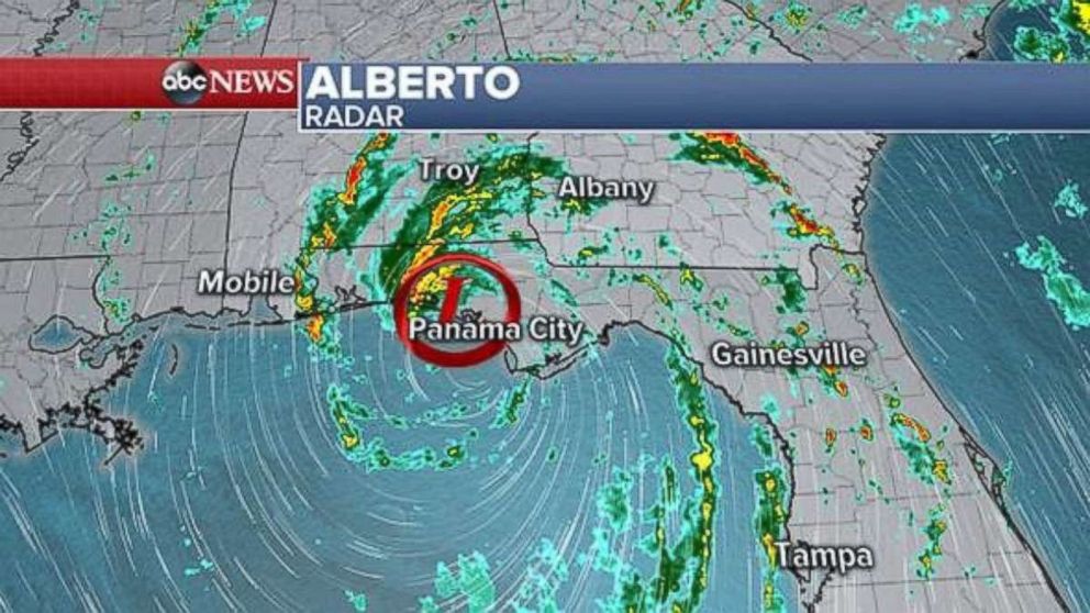 PHOTO: The center of Alberto is located 15 miles west-northwest of Panama City, Florida