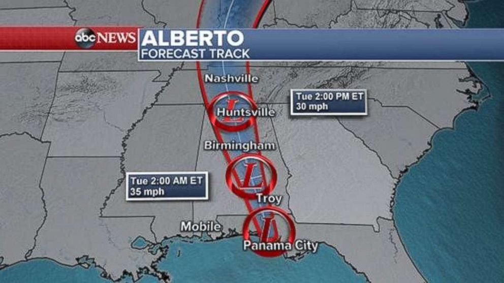 PHOTO: Forecast track for Alberto.