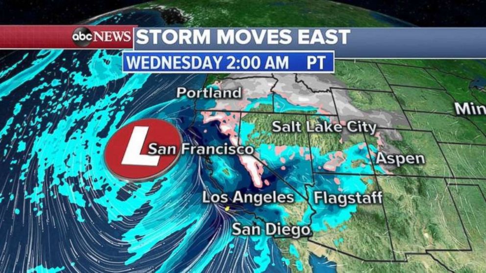 PHOTO: A storm is delivering heavy rain to coastal California on Wednesday morning before it moves inland.