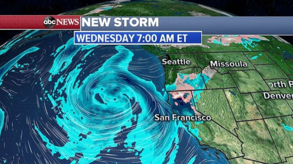 PHOTO: A storm is gathering off the West Coast on Wednesday morning.