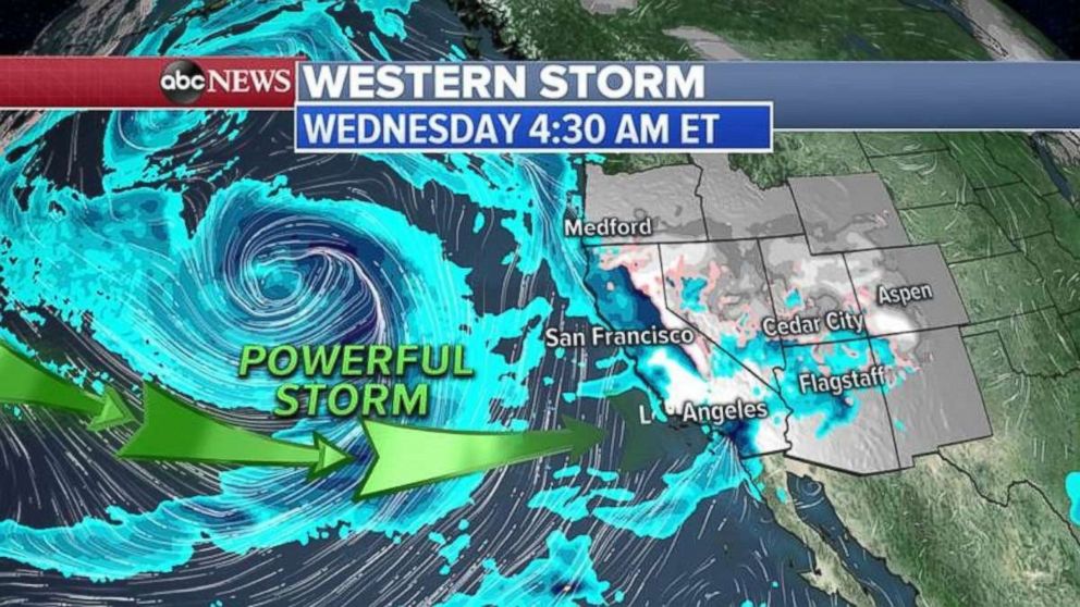 PHOTO: A storm western storm is taking aim at the West Coast on Wednesday.