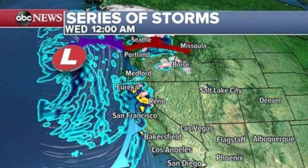 PHOTO: Northern California will see rain as a third system moves in late Tuesday and early Wednesday.