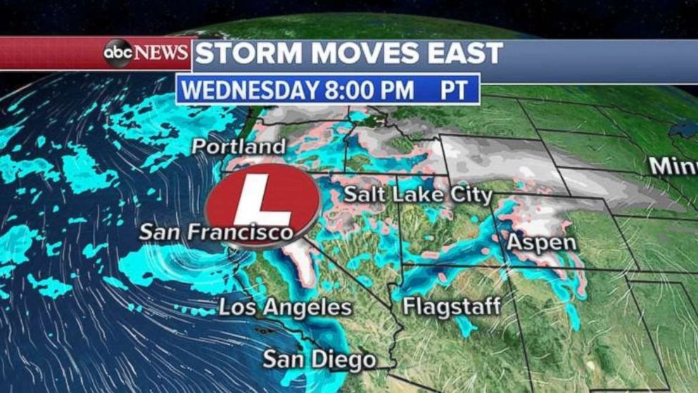 PHOTO: The Rockies will be hit by heavy snow on Wednesday night.