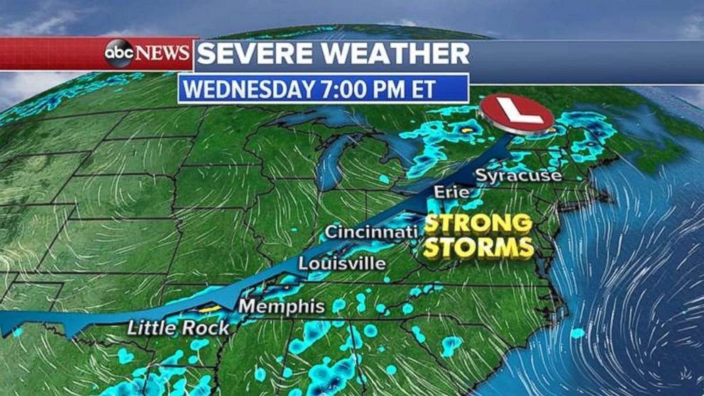 Strong storms could bring wind and hail to upstate New York on Wednesday.