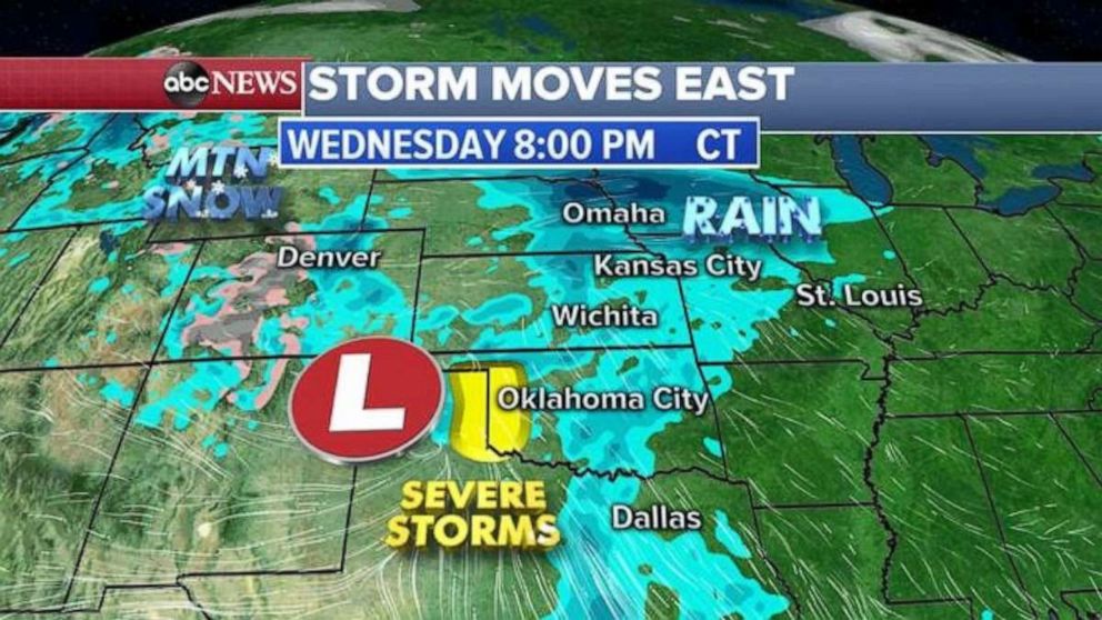 PHOTO: Severe storms are possible in northern Texas and western Oklahoma on Wednesday.