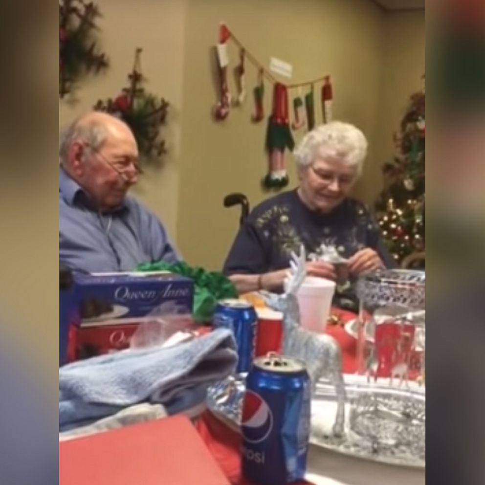 VIDEO: A man surprises his wife of 67 years with a new diamond ring for Christmas, after she lost her wedding rings at the nursing home where they live.