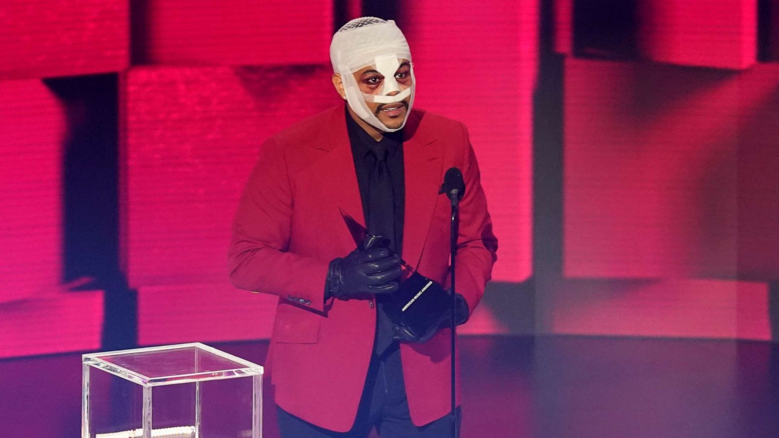 PHOTO: The Weeknd accepts the award for favorite soul/R&B album for "After Hours" at the American Music Awards on Sunday, Nov. 22, 2020, at the Microsoft Theater in Los Angeles.