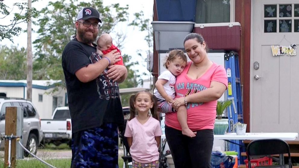 PHOTO: The Weeks family outside their new tiny home on October 31, 2017 in Corpus Christi, Texas. 