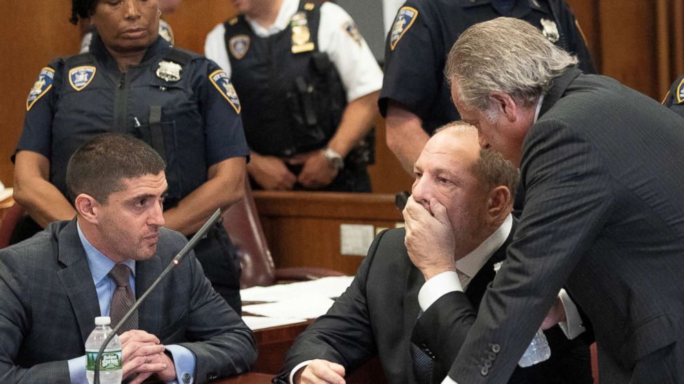 PHOTO: Film producer Harvey Weinstein sits during his hearing at Manhattan Criminal Court in N.Y., Oct. 11, 2018. 